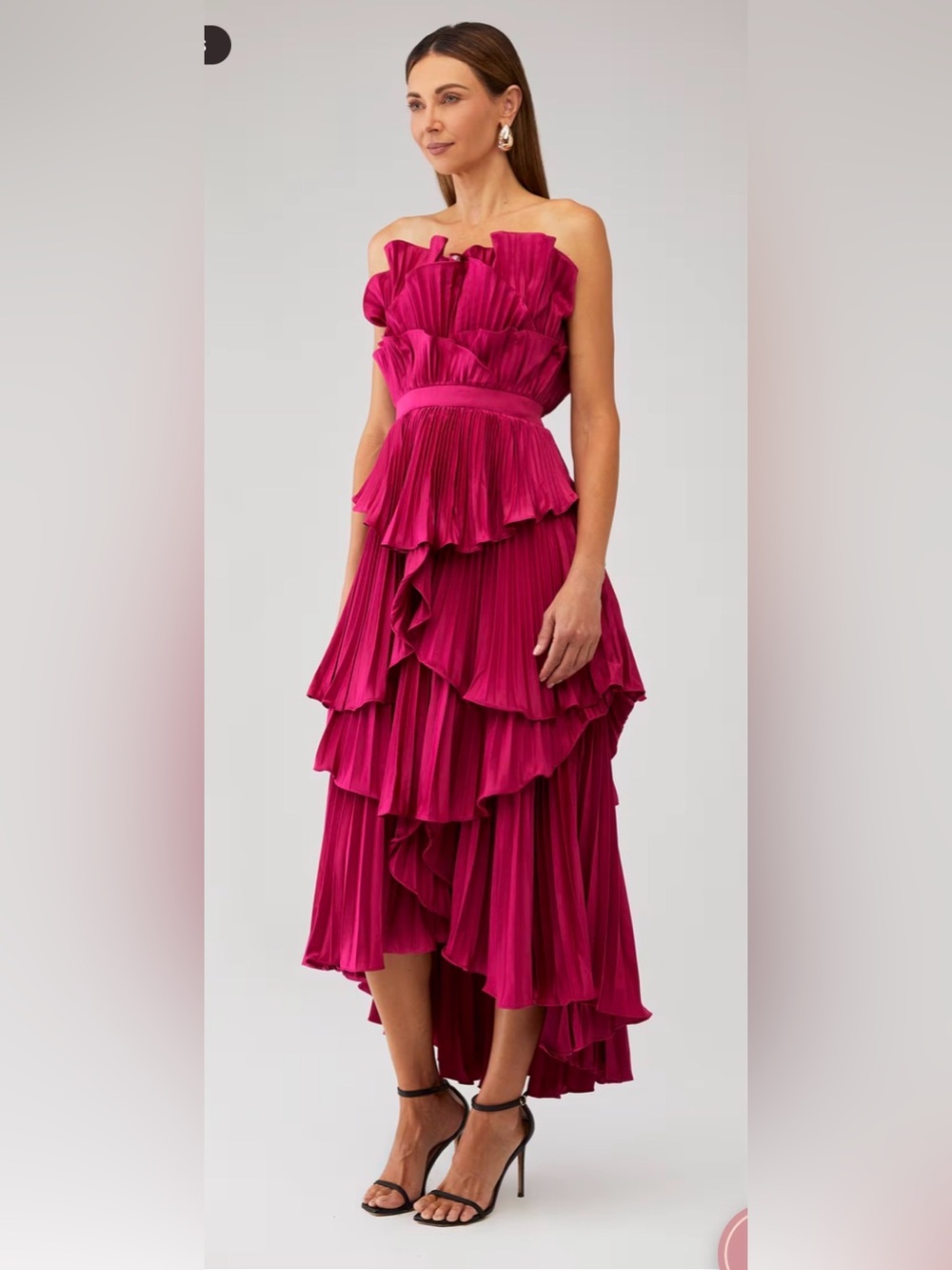 Amur Judah Scallop Pleated Dress in berry blush - Picture 3 of 9